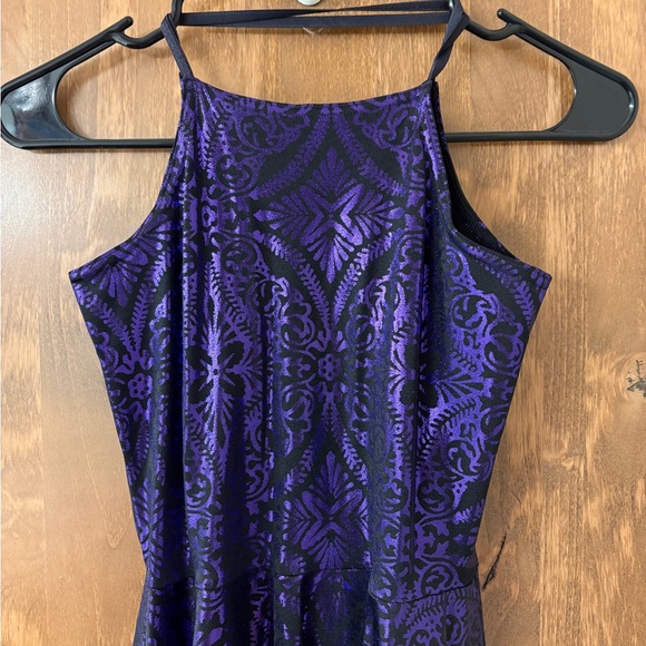 Blackmilk Reversible Geometric Floral Violet Skater Mini Dress - Picture 5 of 7